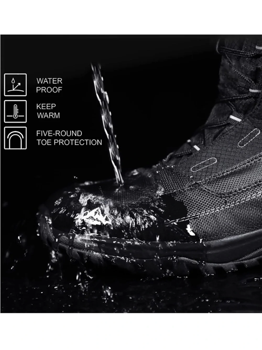 Waterproof Black Insulated Snow & Rain Boot - Unknown Brand